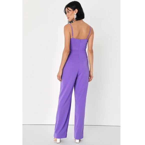 Lulus Alluring Extravagance Purple Asymmetrical Cowl Neck Jumpsuit Size XL NWT - Picture 3 of 8